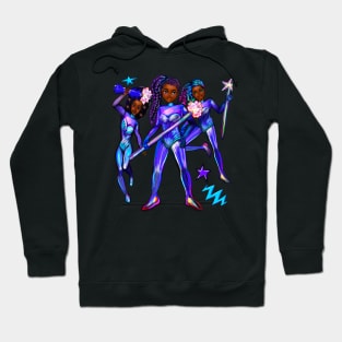 Black African American anime superhero girls from outer space brown skin black women Hoodie